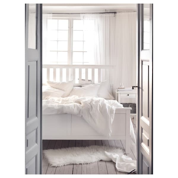 Ikea HEMNES - Bed frame with mattress, white stain/Åkrehamn rigid, , 160x200 cm