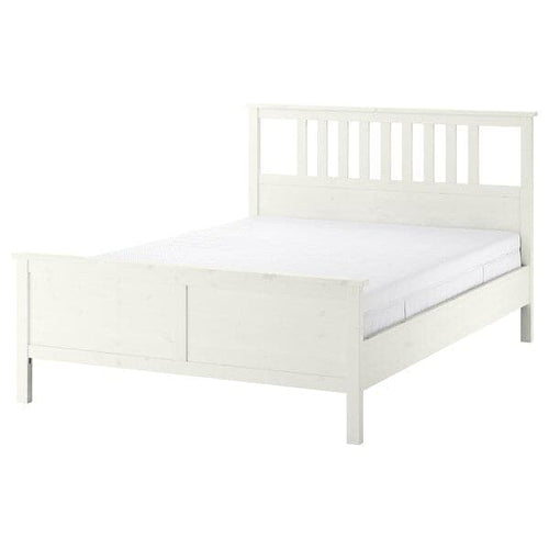 HEMNES - Bed frame with mattress, white stain/Åkrehamn rigid, , 160x200 cm