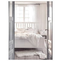HEMNES - Bed frame with mattress, stained white/Åkrehamn semi-rigid, , - best price from Maltashopper.com 09541999