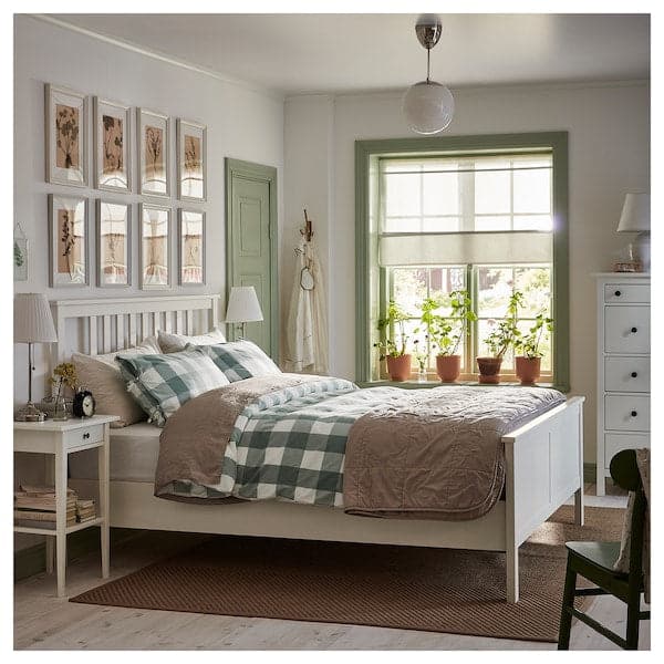 HEMNES - Bed frame with mattress, white stain/Valevåg extra-rigid, , 160x200 cm - best price from Maltashopper.com 69543113