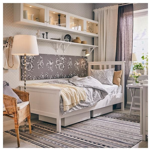 HEMNES - Bed frame with mattress, white stain/Valevåg extra-rigid, , 90x200 cm - best price from Maltashopper.com 89541957