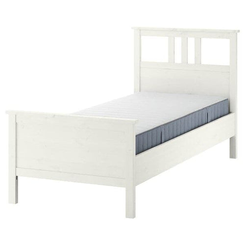 HEMNES - Bed frame with mattress, white stain/Valevåg extra-rigid, , 90x200 cm