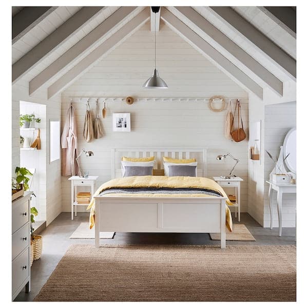 HEMNES - Bed frame with mattress, white stain/Valevåg rigid, , 160x200 cm - best price from Maltashopper.com 29536812