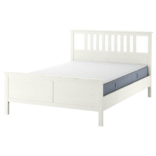 HEMNES - Bed frame with mattress, white stain/Valevåg rigid, , 160x200 cm