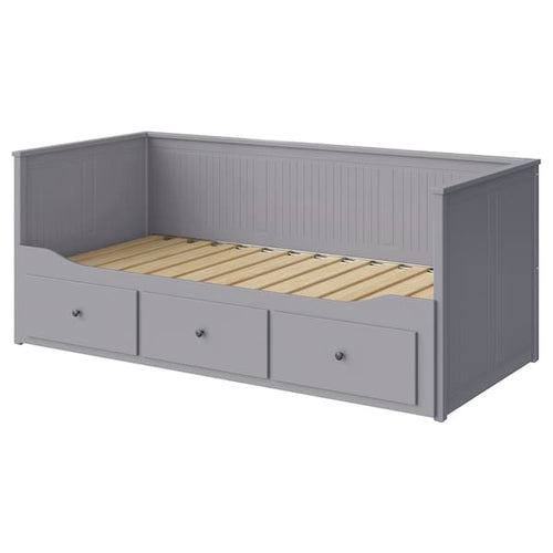 HEMNES - Day-bed frame with 3 drawers, grey, 80x200 cm