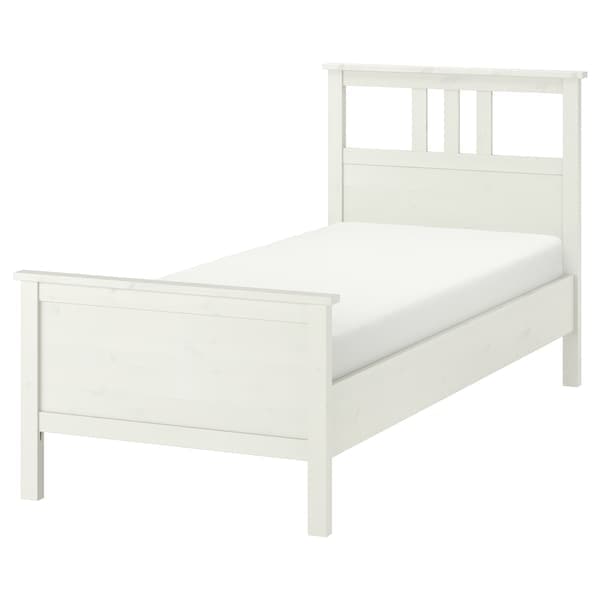 HEMNES Bed frame, stained white/Lindbåden, 90x200 cm - best price from Maltashopper.com 69494914