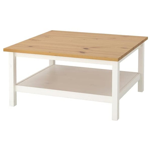 HEMNES - Coffee table, white stain/light brown, 90x90 cm