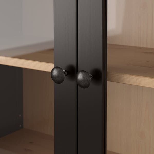 Ikea HEMNES - Glass-door cabinet with 3 drawers, black-brown/light brown, 90x197 cm