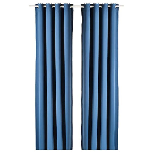 HILLEBORG Semi-darkening curtains, 1 pair - blue 145x300 cm