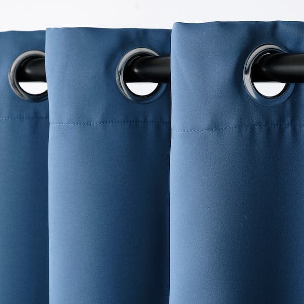 HILLEBORG Semi-darkening curtains, 1 pair - blue 145x300 cm