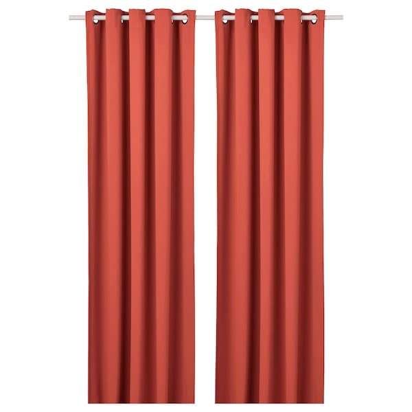 HILLEBORG Semi-darkening curtains, 1 pair - brown-red 145x300 cm - best price from Maltashopper.com 20463645