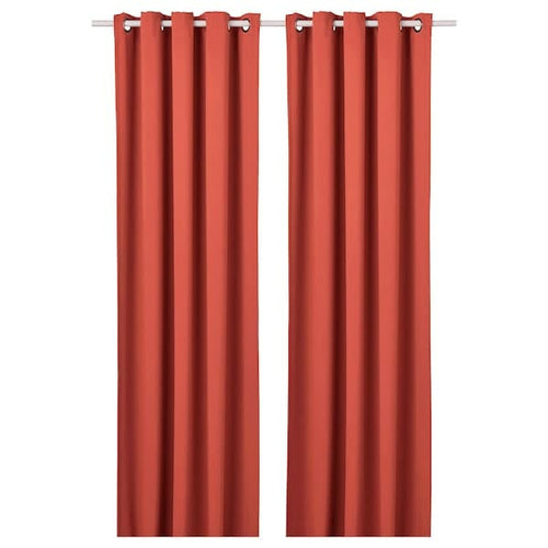 HILLEBORG Semi-darkening curtains, 1 pair - brown-red 145x300 cm