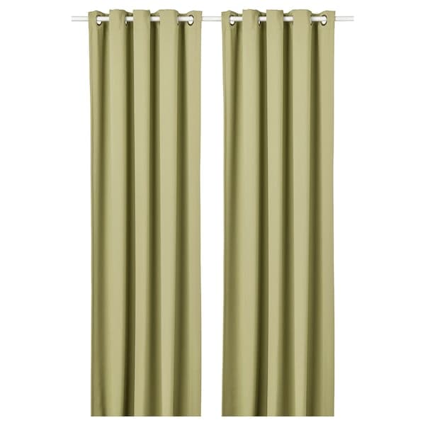 HILLEBORG Semi-dark curtains, 1 pair - light olive green 145x300 cm - best price from Maltashopper.com 50463644