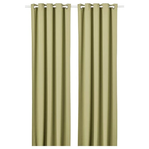 HILLEBORG Semi-dark curtains, 1 pair - light olive green 145x300 cm