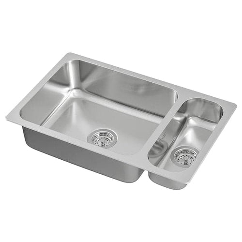 HILLESJÖN - Inset sink 1 1/2 bowl, stainless steel, 75x46 cm