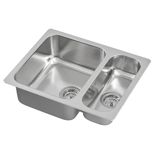 HILLESJÖN - Inset sink 1 1/2 bowl, stainless steel, 58x46 cm