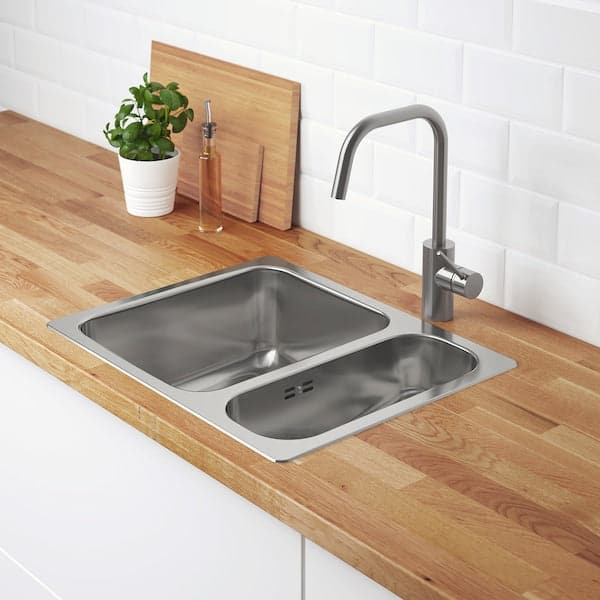 Ikea HILLESJÖN - Inset sink 1 1/2 bowl, stainless steel, 58x46 cm
