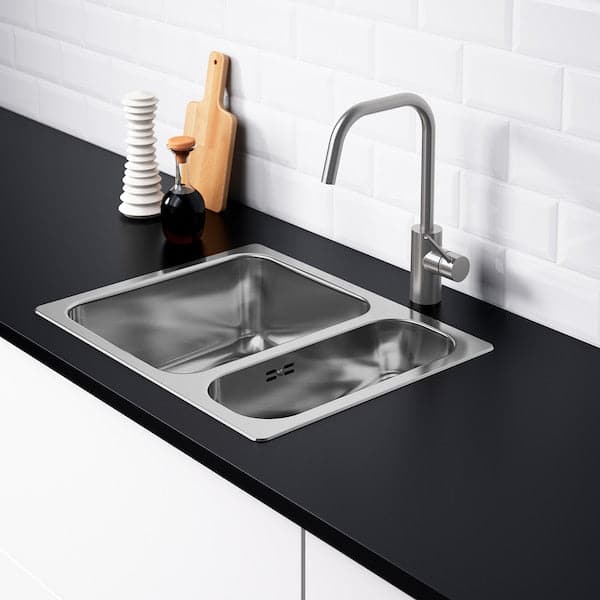 Ikea HILLESJÖN - Inset sink 1 1/2 bowl, stainless steel, 58x46 cm