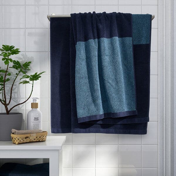 HIMLEÅN - Bath sheet, dark blue/mélange, 100x150 cm