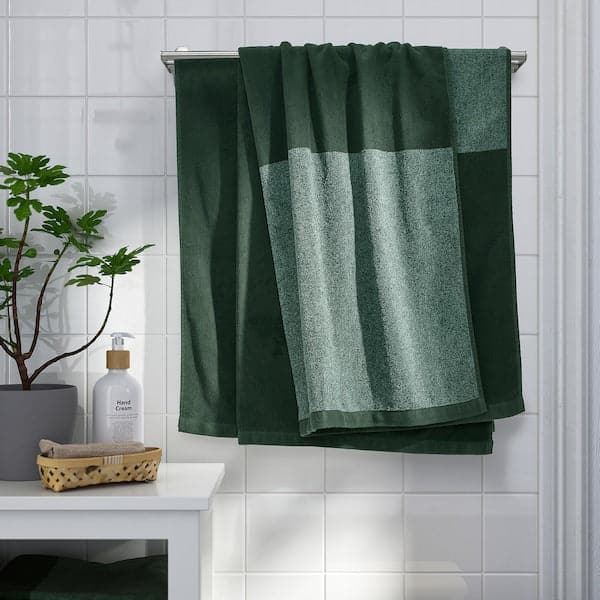 HIMLEÅN - Bath sheet, dark green/mélange, 100x150 cm - best price from Maltashopper.com 00510488