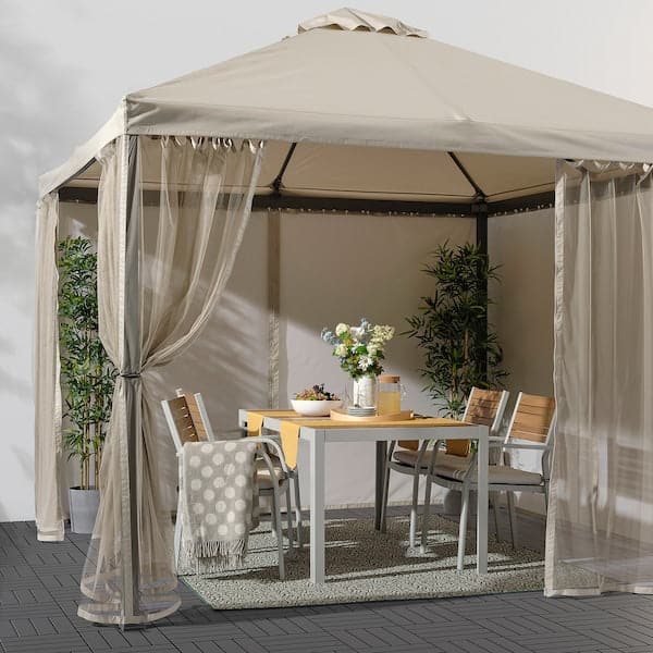 HIMMELSÖ Gazebo with mesh - dark grey/gray-beige - best price from Maltashopper.com 29414127