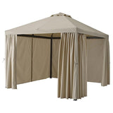 HIMMELSÖ gazebo with curtains, dark grey/grey-beige