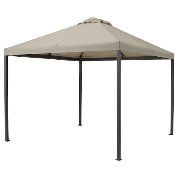 HIMMELSÖ - Gazebo, dark grey/grey-beige, 300x300 cm