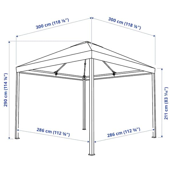 HIMMELSÖ - Gazebo, dark grey/grey-beige, 300x300 cm - best price from Maltashopper.com 50468854