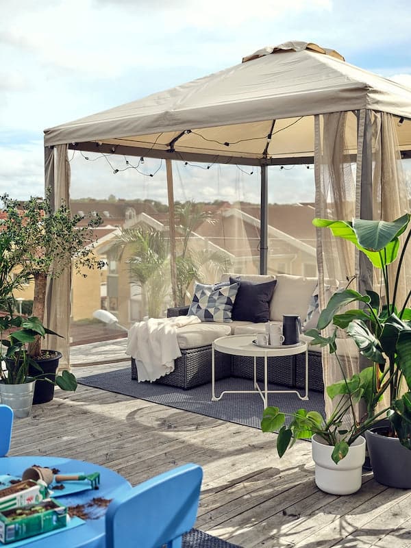 HIMMELSÖ - Gazebo, dark grey/grey-beige, 300x300 cm - best price from Maltashopper.com 50468854