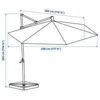 HISSÖ - Parasol, hanging, anthracite, 300 cm - Premium  from Ikea - Just €193.99! Shop now at Maltashopper.com