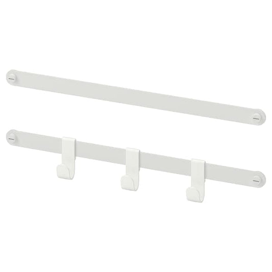 Ikea HJÄLPA - 2 suspension rails + 3 hooks, white, 40 cm