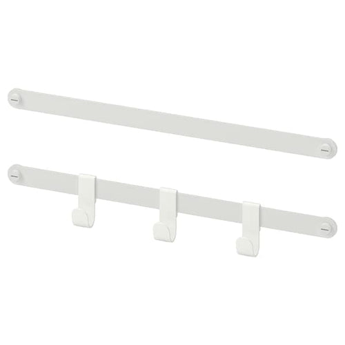 HJÄLPA - 2 suspension rails + 3 hooks, white, 40 cm