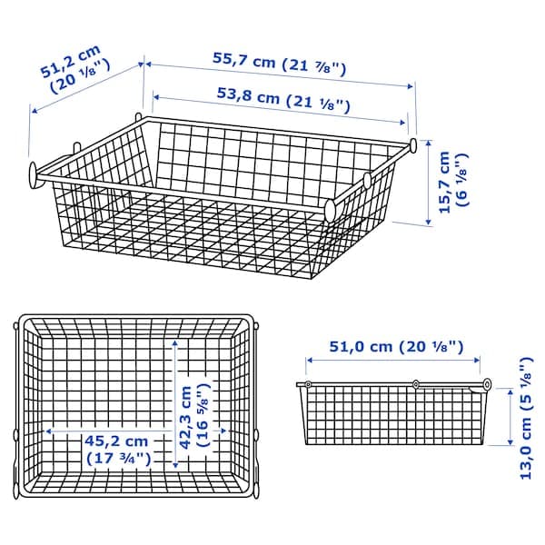 HJÄLPA - Wire basket with pull-out rail, white, 60x55 cm - best price from Maltashopper.com 29213464