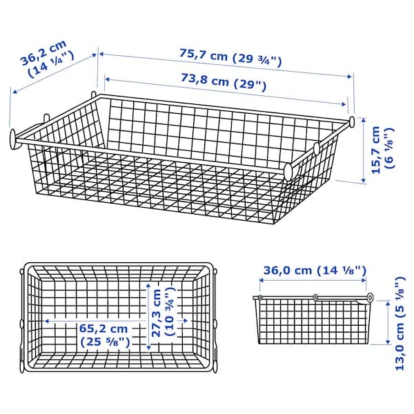 HJÄLPA - Wire basket with pull-out rail, white, 80x40 cm - best price from Maltashopper.com 99213465