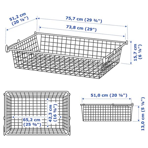 HJÄLPA - Wire basket with pull-out rail, white, 80x55 cm - best price from Maltashopper.com 79213466