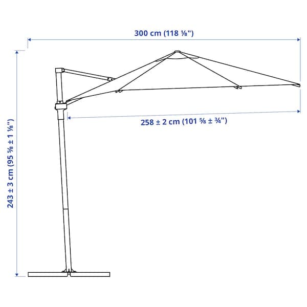 Ikea HÖGÖN - Parasol, hanging, grey, 270 cm