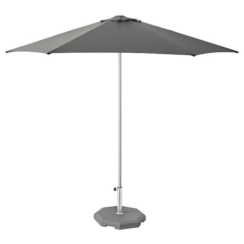 HÖGÖN - Parasol with base, light grey/Huvön grey, 270 cm