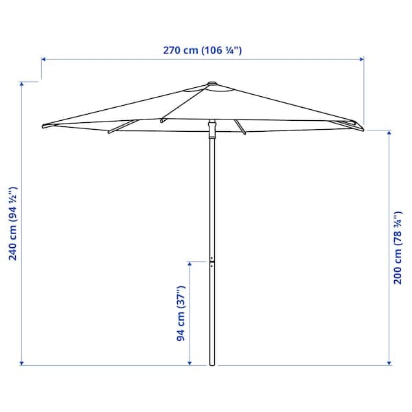 HÖGÖN - Parasol, grey, 270 cm - best price from Maltashopper.com 60515751
