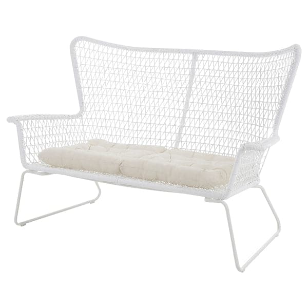 HÖGSTEN - 2-seater sectional sofa, outdoor, white/Kuddarna beige, , 146 cm - best price from Maltashopper.com 39436609