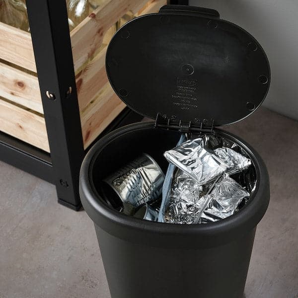 Ikea HÖLASS - Bin with lid, black, 8 l