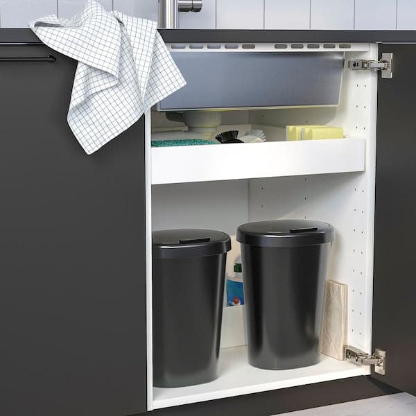 Ikea HÖLASS - Bin with lid, black, 8 l