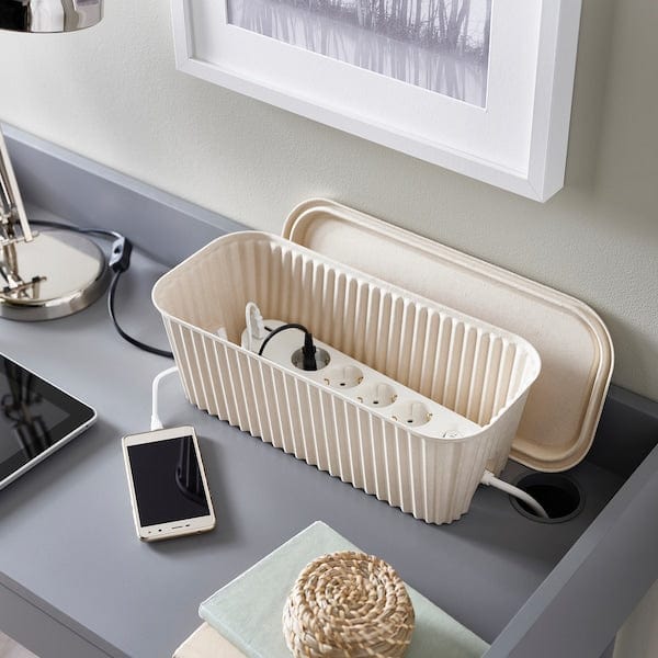 Ikea HÖNSNÄT - Cable management box, natural, 38x18x14 cm