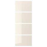 HOKKSUND 4 panels for sliding door frame, high-gloss light beige, 75x201 cm