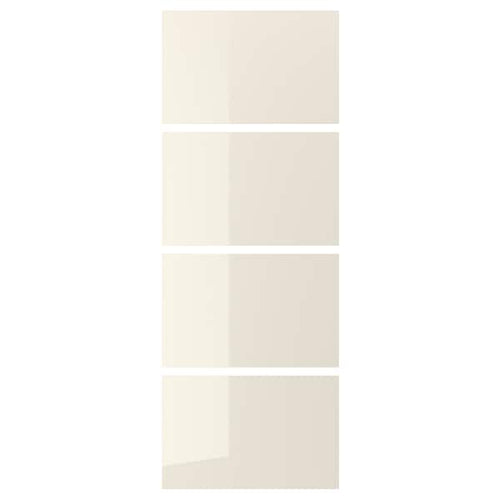 HOKKSUND 4 sliding door frame panels - light beige gloss 75x201 cm , 75x201 cm