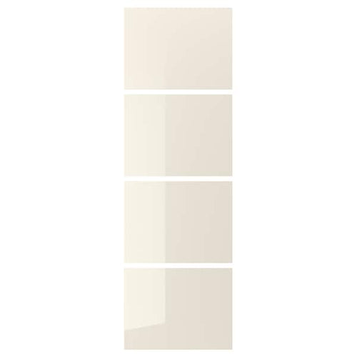 HOKKSUND 4 sliding door frame panels - light beige gloss 75x236 cm , 75x236 cm