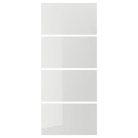 HOKKSUND - 4 panels for sliding door frame, high-gloss light grey, 100x236 cm - best price from Maltashopper.com 00382344
