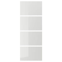 HOKKSUND - 4 panels for sliding door frame, high-gloss light grey, 75x201 cm - best price from Maltashopper.com 30382347