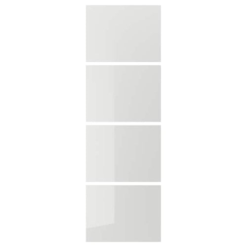 HOKKSUND - 4 panels for sliding door frame, high-gloss light grey, 75x236 cm