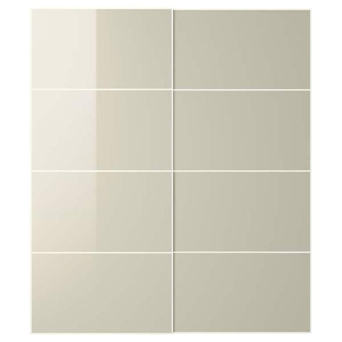 HOKKSUND - Pair of sliding doors, polished light beige, 200x236 cm