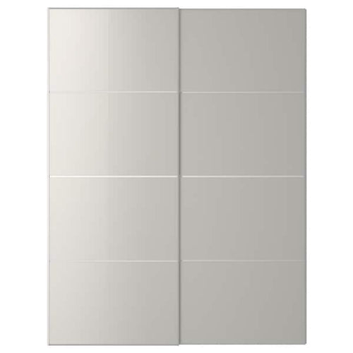 HOKKSUND - HOKKSUND Pair of sliding doors, high-gloss light grey, 150x201 cm